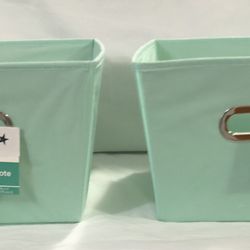 2pcs Mint Green Storage Bins. 12.99”L x10.83”W x 7.48”H