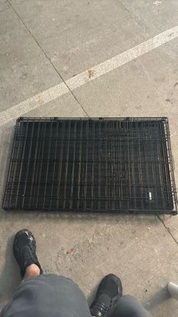 Black Metal Wire Dog Crate Folded Flat