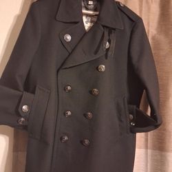 Burberry London Men's Double-Breasted Wool Peacoat – Authentic, Excellent Condition