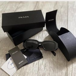 Prada PR17WS 1AB5S049Mens and Women's Sunglasses 49 mm Black / Dark Grey Lens