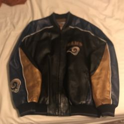 VINTAGE  XXL STL Rams Genuine Leather Jacket Heavy weight