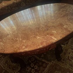 Elegant Marble Top Coffee Table Set (5 Pieces) - Solid Wood & Sturdy!