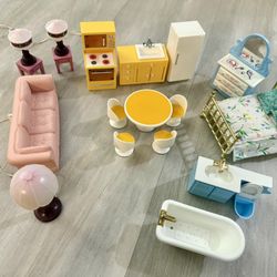  Vintage 1970s Fisher Price Dollhouse Furniture Lot MCM Mid Century Modern Retro