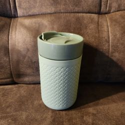 12oz Silicone Wrapped Ceramic Coffee Tumbler Turquoise