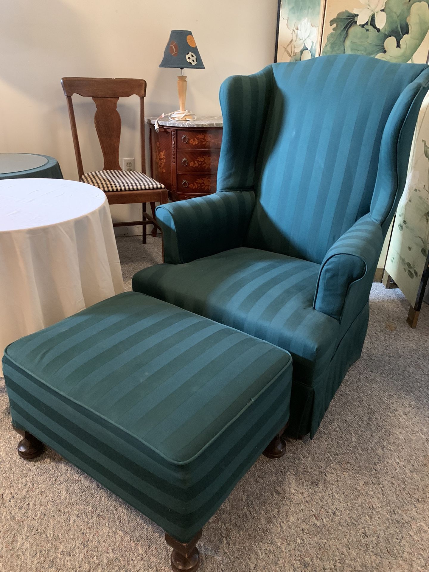 Wing Chair with Ottoman