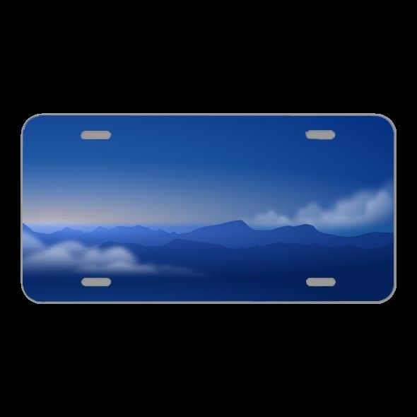 License Plate Novelty Car Front Sky Clouds Mountains Blue
