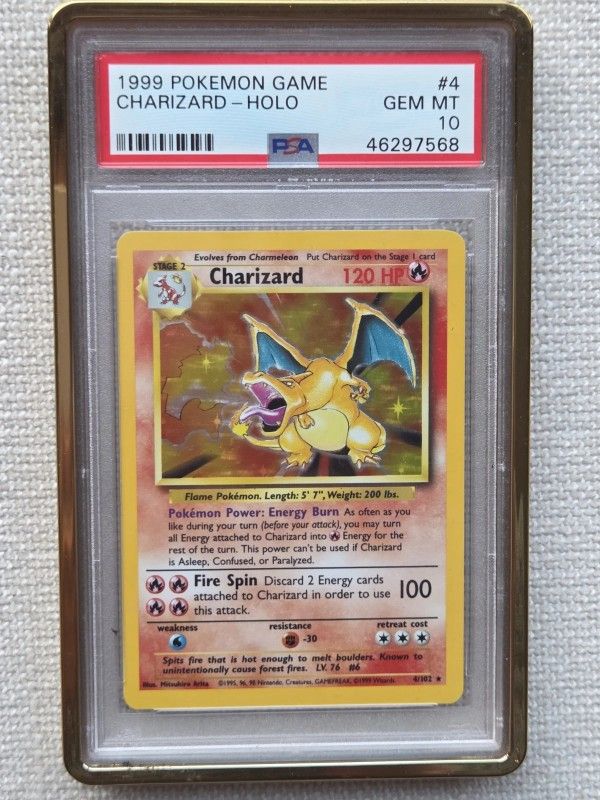 PSA 10 GEM MINT Pokemon CHARIZARD Holo Base Set 4/102 Unlimited