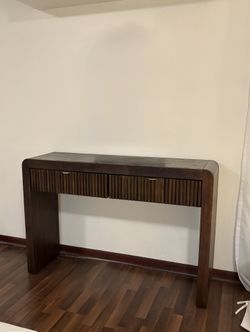 Dark Oak Table With Gold Accents