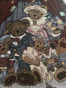 VINTAGE 1999 BOYDS BEAR FAMILY THROW BLANKET SIGNED AND NUMBERED