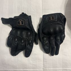 Icon Large Leather Motorcycle Gloves