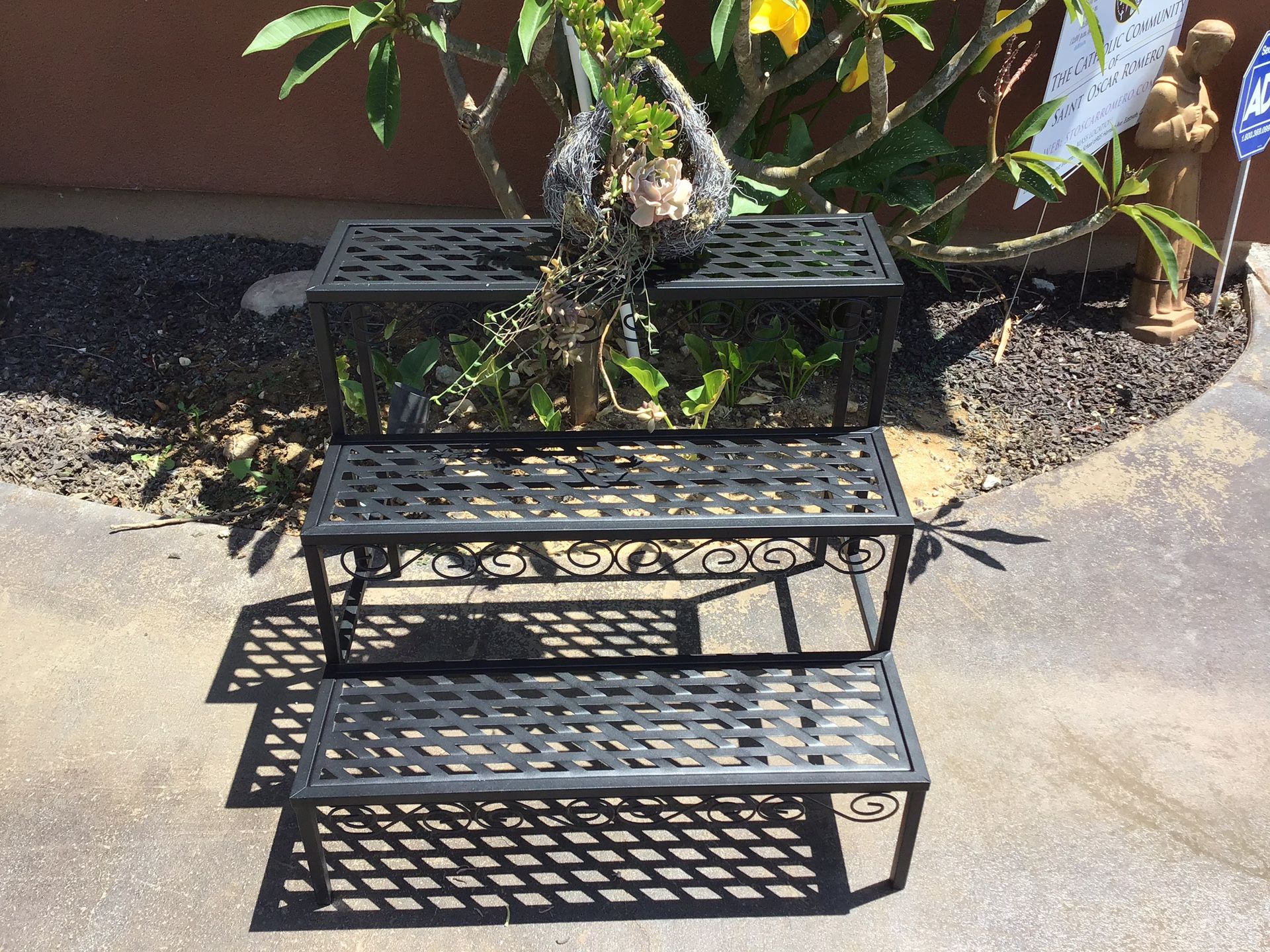 3 Tier Plant Stand Outdoor Metal. 3 Tier Stands for Multiple Plants.