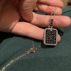 Premium Kanchanaburi Blue Sapphire & zircon Necklace - new! 