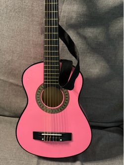 pink child toy guitar 30"