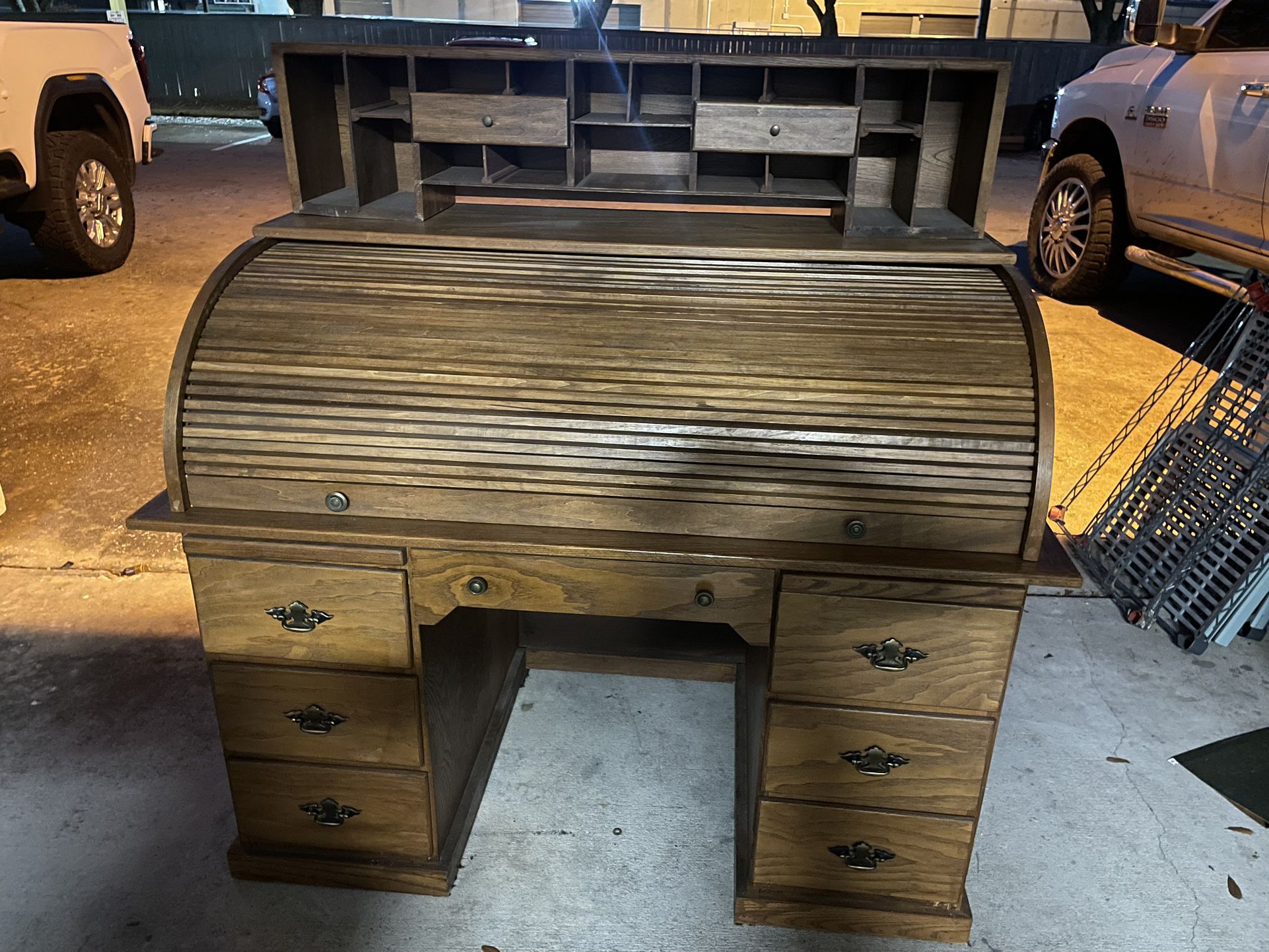  Vintage Wooden Salesman Sample Oak Roll Top Rolltop Desk 12 x 12 x 6. Great condition.  One spot of missing varnish on roll top part as pictured and 