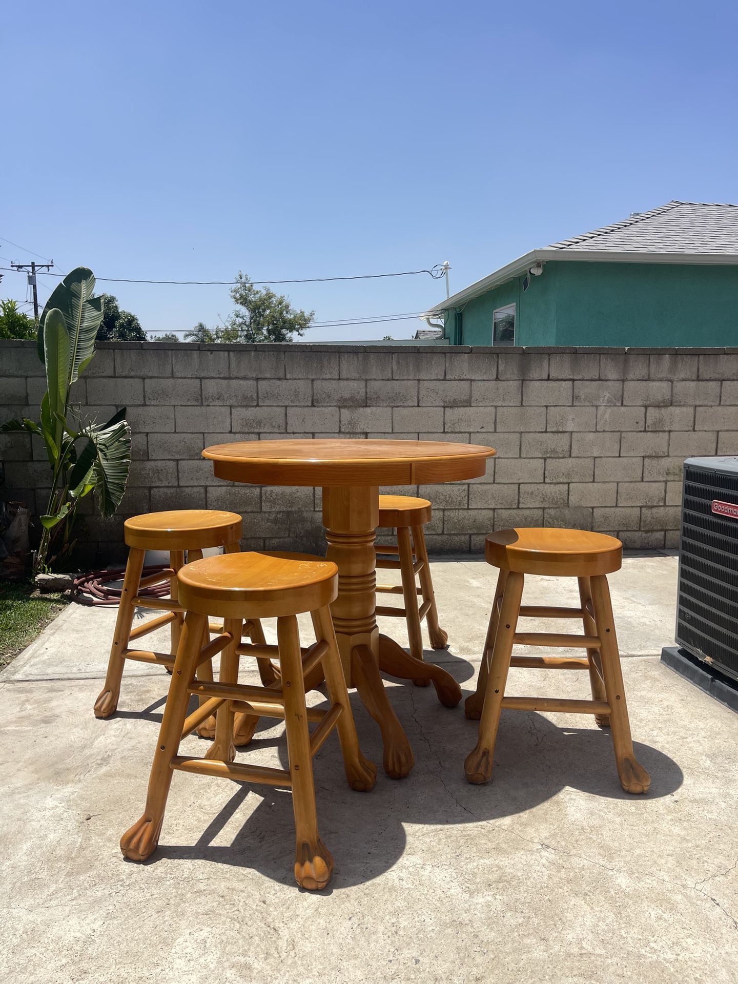 Oak Table And Bar Stools