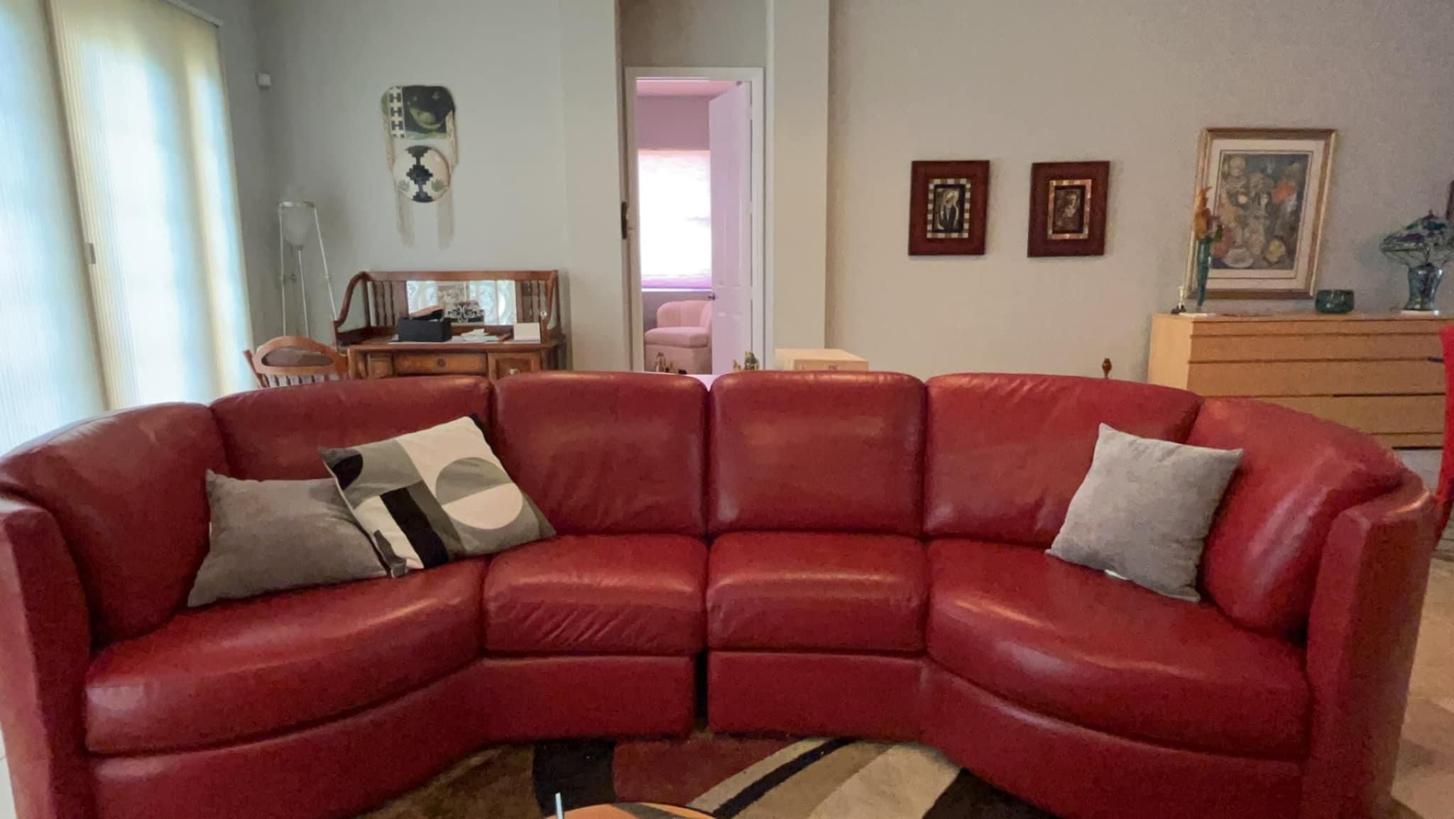 Red Leather Couch 