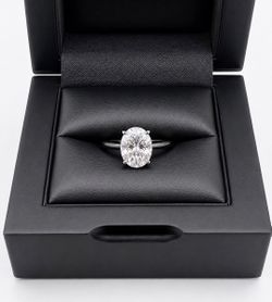 925 Sterling Silver 3.00CT MOISSANITE Oval Cut Solitaire Ring Size 7