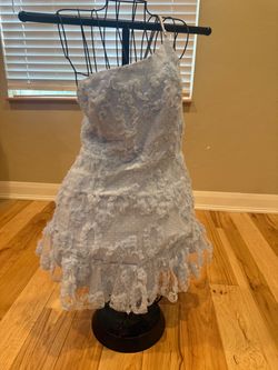 Light Blue Strapless Ruffle Mini Dress