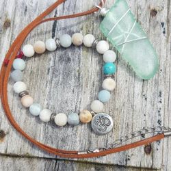 Seaglass Necklace And Bracelet 
