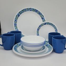 Corelle Serenity Dinnerware 16-Pc Set Blue And White Colors
