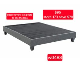 ✨️ AC Pacific Contemporary Upholstered Grey Queen Platform Bed w0483