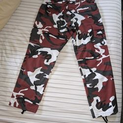 Unbranded Red White Men's Camo Cargo Pants Size 35"