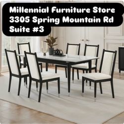 7-Piece Dining Table Set with 6 Chairs