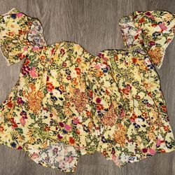 Flirty Floral Corset Top 🌼 Off-Shoulder Peasant Style | Size Small 