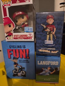 Texas Rangers wyatt langford bobblehead lot funko, Florida men gator bobble cycle and body Armour