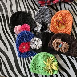 Infant Crotcheted Hats Or Photo Props. Each