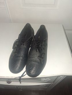 Black Soccer Cleats with Lace-Up Closure