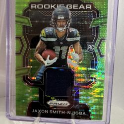 Jaxon Smith-Njigba Prizm Green Pulsar Rookie Gear Patch Card