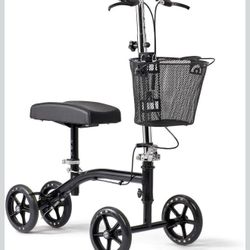 Medline Steerable Knee Walker, Large 8" Wheels, Adjustable Height and Storage Bag, Supports up to 300 lbs, Black