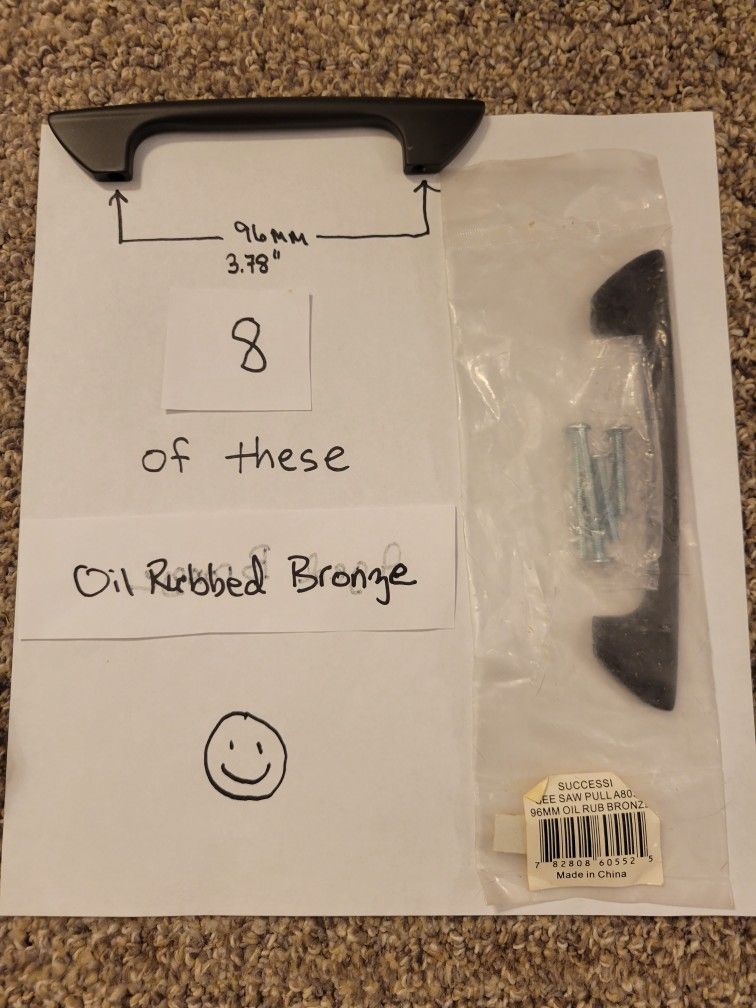 8 Oil Rubbed Bronze cabinet & drawer pulls - 96mm