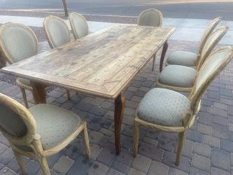 Spanish style Rustic Solid Wood Table and 8 Chairs