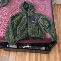 Olive Stussy Reversible Sherpa Jacket