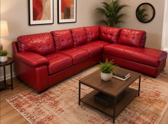 💥🛋Premium Burgundy Leather Modern Sectional