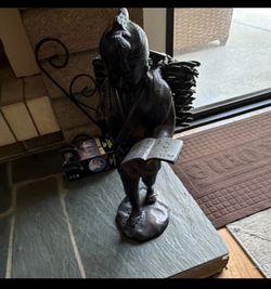 Japanese Black Bronze Statue Kinjiro Ninomiya Sontoku Signed Sculpture
