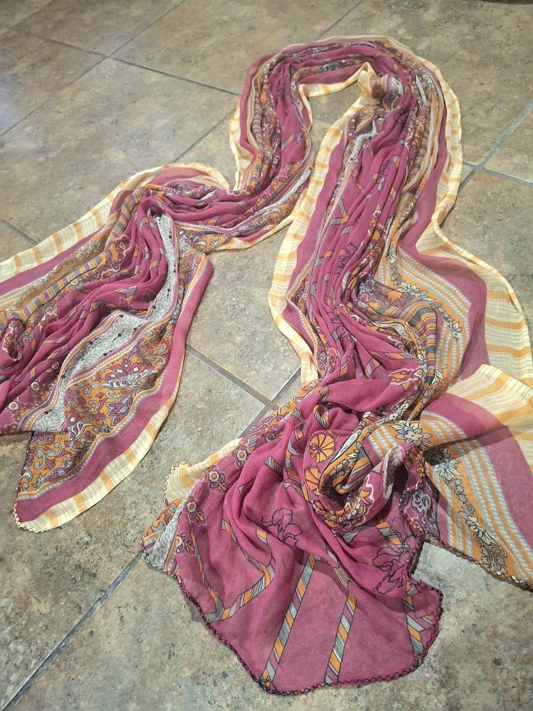 Vintage Pink Sheer Shawl Wrap Scarf