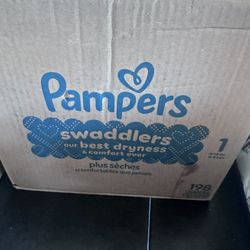 Pampers Swaddlers Diapers, Size 1 (8-14 lbs), 198 Count, Absorbent, Keeps Baby Dry and Comfortable, Skin Safe
