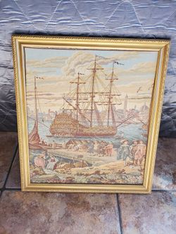 Rare Galleon European Wall Tapestry
