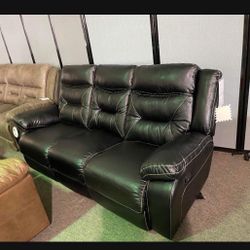 Brand New💯 Faux Leather Reclining Sofa Black💫 Fast Delivery 👍