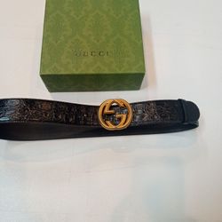Black Snake Skin Leather Belt