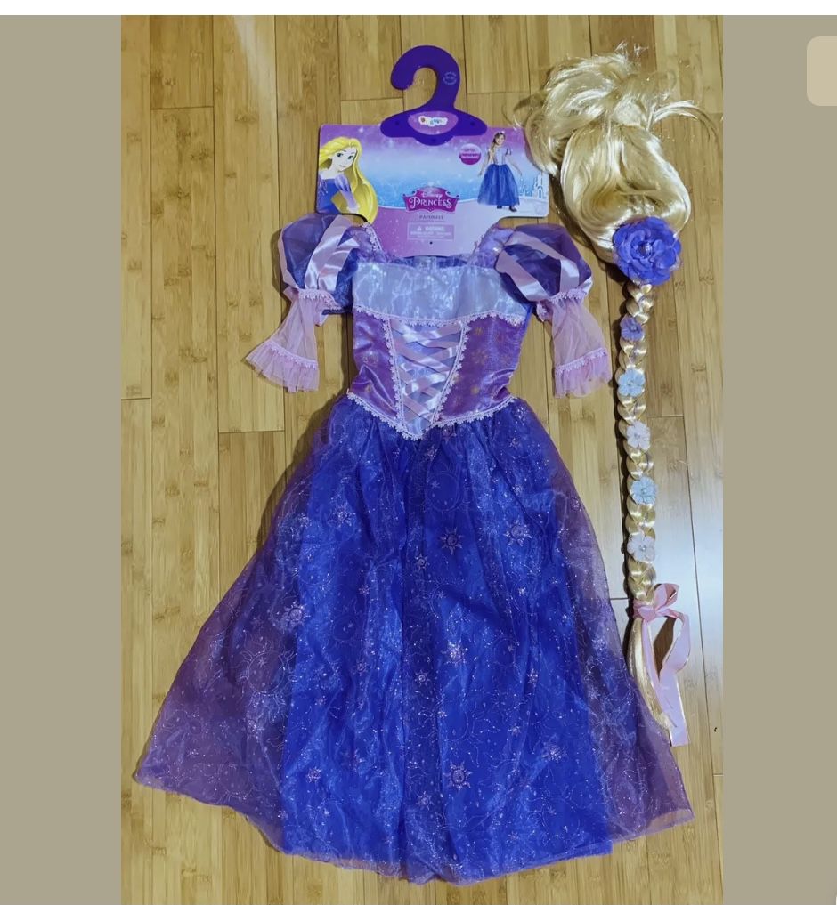 Disney Princess Rapunzel Costume & Wig- Size 4
