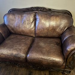 Brown Leather Loveseat
