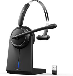LEVN Wireless Headset 5.2, Wireless Headset with Mic for Work (Noise Cancelling)