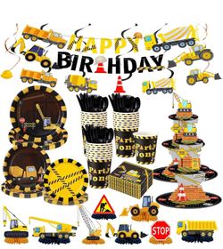 258 Pcs Construction Birthday Party decorations