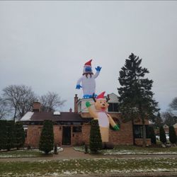 Two Large Blow Up Christmas Decorations. Abominable Snowman And Reindeer 300 Each Both For 500