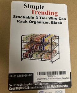 Deluxe 3 Tier Metal Wire Can Organizer Storage Rack in Black Countertop Kitchen