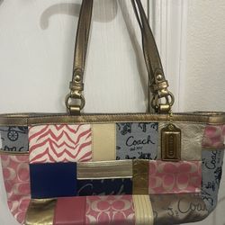 Coach, Bags, Pink And Yellow Coach Purse